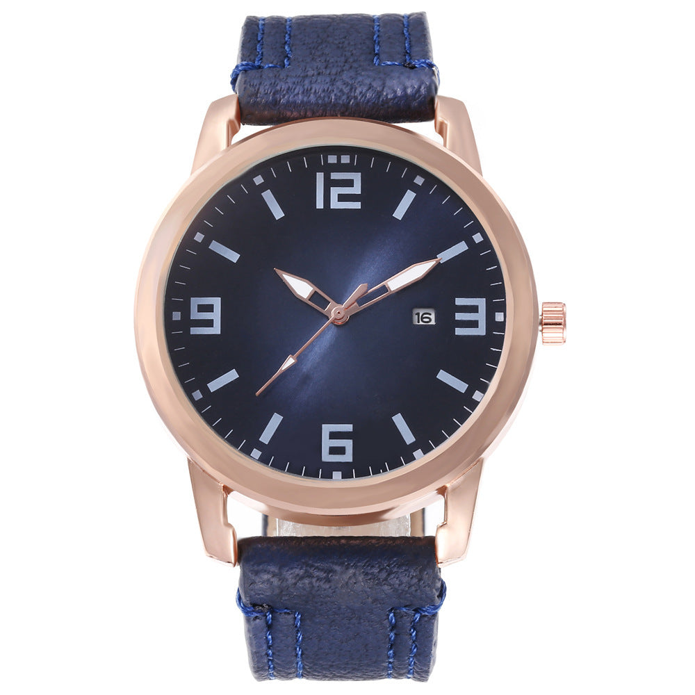 Men's calendar leisure Pu with Watch