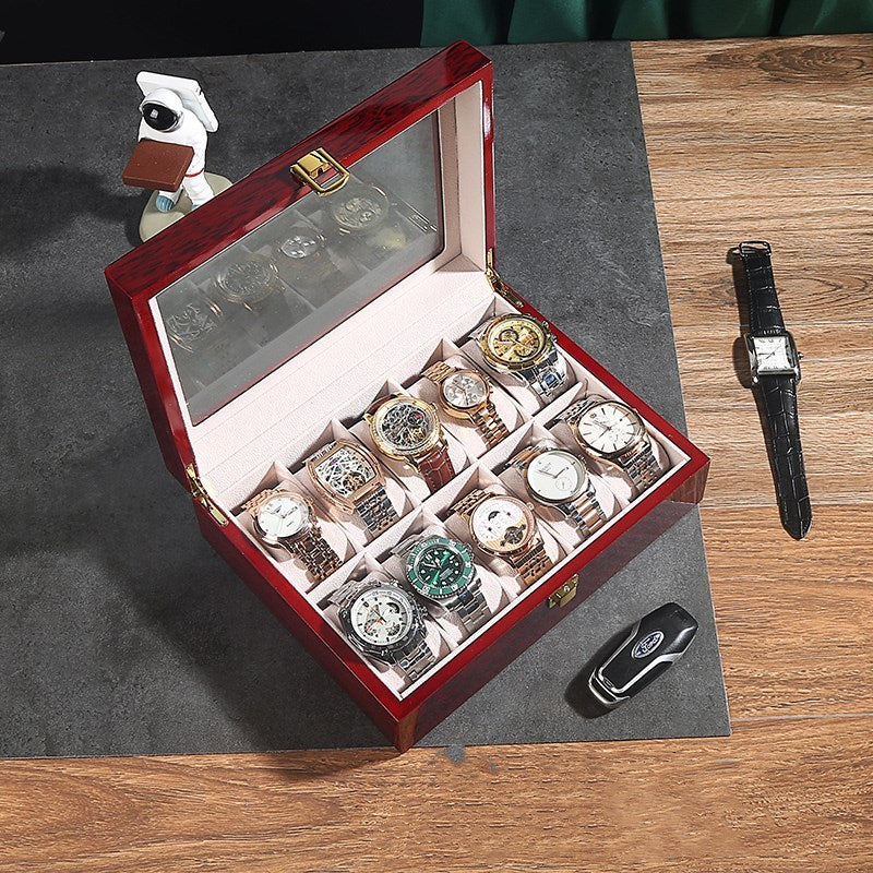 Solid wood watch storage box