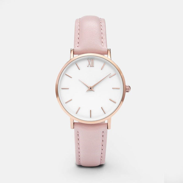 Relojes de moda para mujer, relojes de cuarzo de cuero para damas