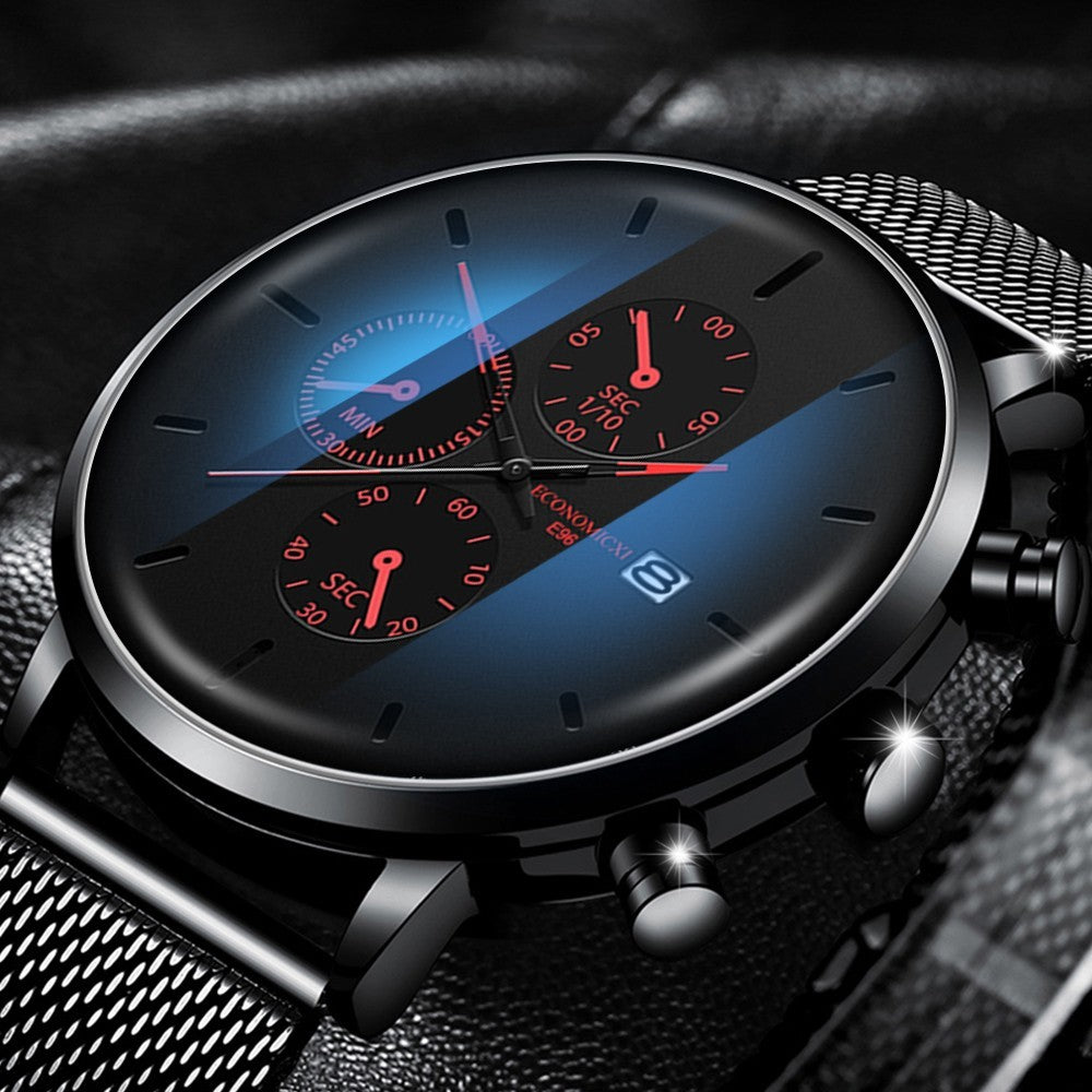 Reloj negro delgado para estudiantes masculinos