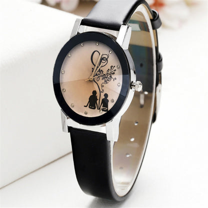 New Couple Quartz Trendy Belt Stylish Glossy Simple Elegant Women's Watch