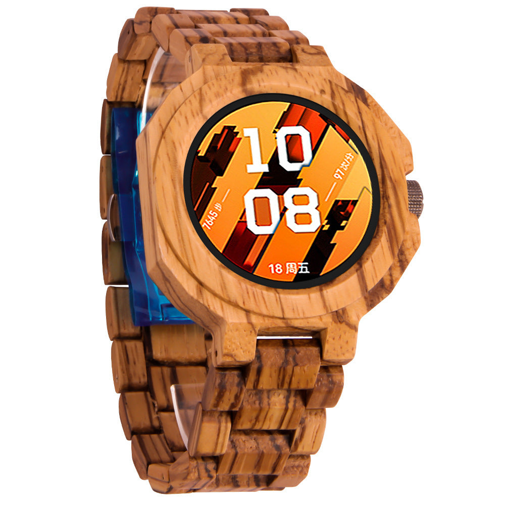 Reloj de madera de sándalo neutro, minimalista y multifuncional