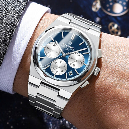 Reloj cronógrafo elegante de tres ojos y seis agujas para hombre