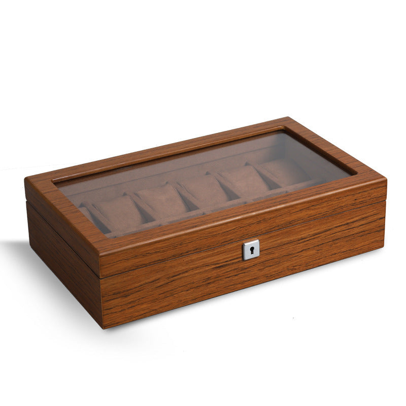 Matte wood grain lock watch storage box