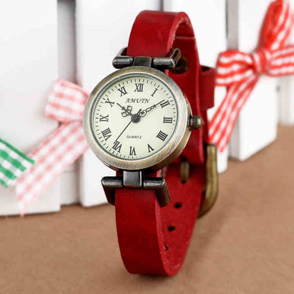 Reloj de cuarzo retro para mujer con diseño de bosque de literatura japonesa