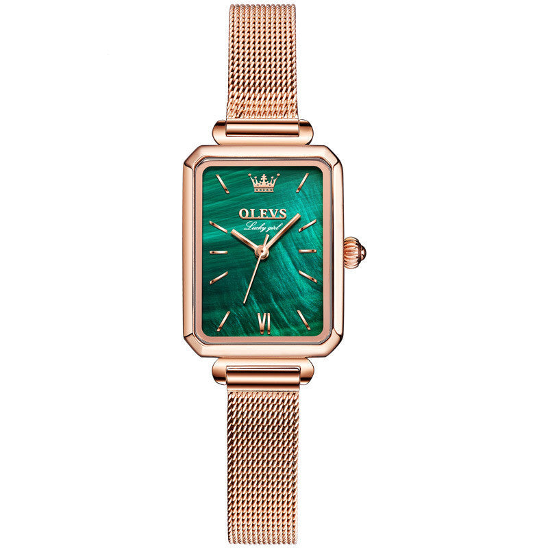 Reloj de marca Oris, pequeño reloj verde, cinturón impermeable, reloj para mujer