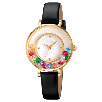 Elegante reloj de mujer con bola de piedras preciosas