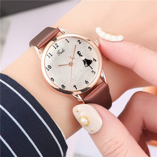 Reloj de cuarzo para mujer con diseño de niña creativa y minimalista