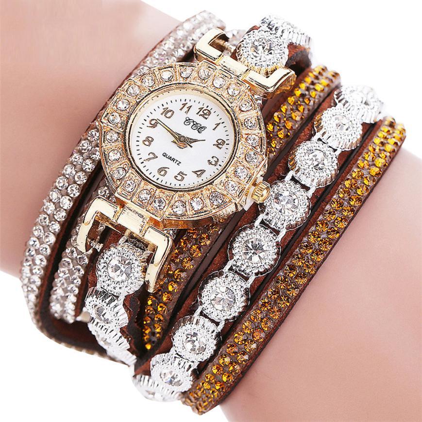 Reloj masculino de cuarzo para mujer, reloj de pulsera de piel sintética con diamantes de imitación para mujer