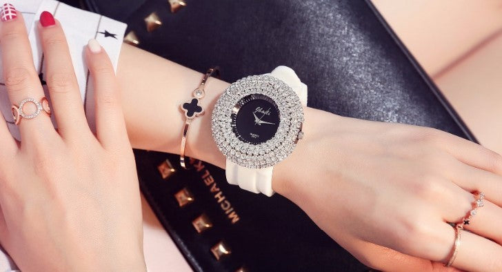 Nuevo reloj de silicona para mujer, estilo coreano, de alta gama, con diamantes y cielo estrellado