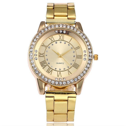 Reloj de oro rosa de la marca Vansvar, reloj de cuarzo con diamantes de imitación de lujo para mujer, relojes de pulsera casuales de acero inoxidable para mujer, reloj femenino