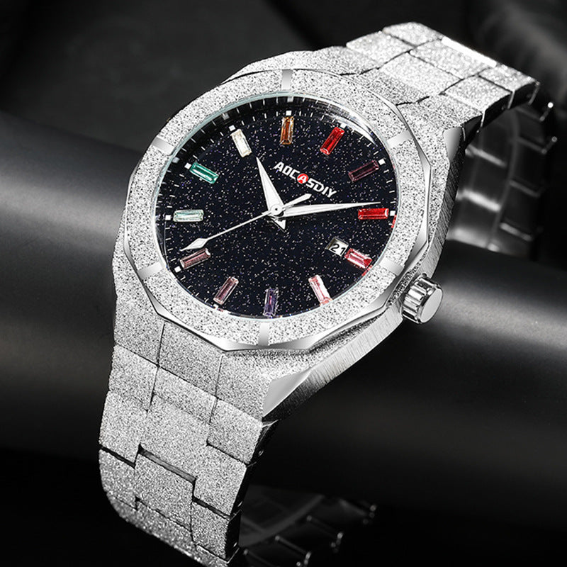 Reloj de lujo para hombre con diamantes en tono roble