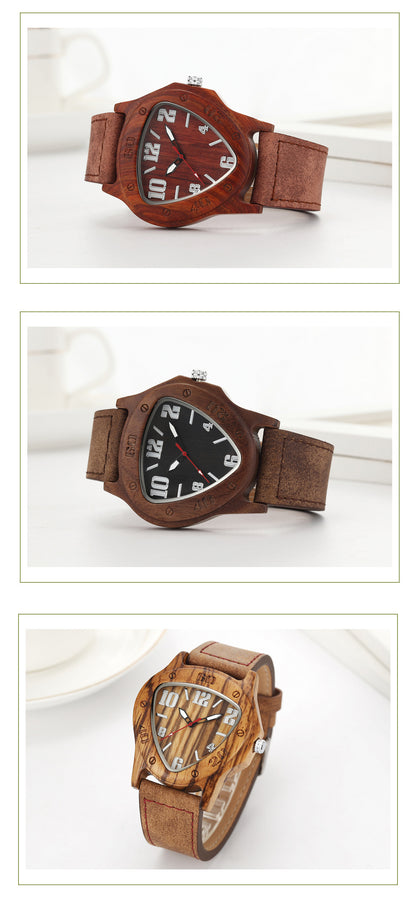 Men's Triangle Wooden Watch European And American Foreign Trade Atmosphere