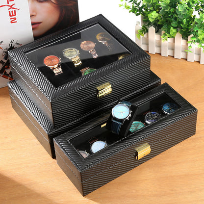 Watch storage box carbon fiber watch box skylight watch finishing collection display box