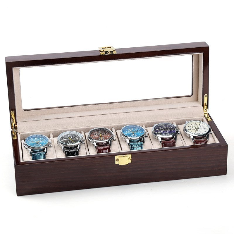 Solid wood watch storage box