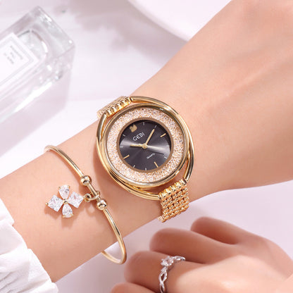 Reloj de mujer con diamantes de agua, reloj británico con correa de acero, reloj impermeable para mujer