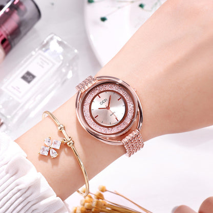 Reloj de mujer con diamantes de agua, reloj británico con correa de acero, reloj impermeable para mujer