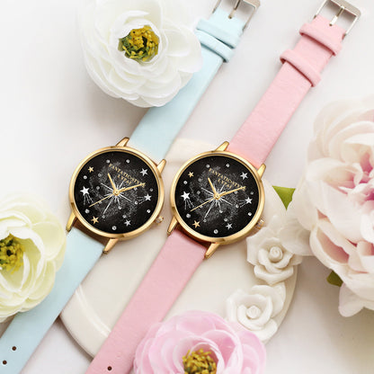 Conjunto combinado de pulsera y reloj para mujer con diseño de cielo estrellado