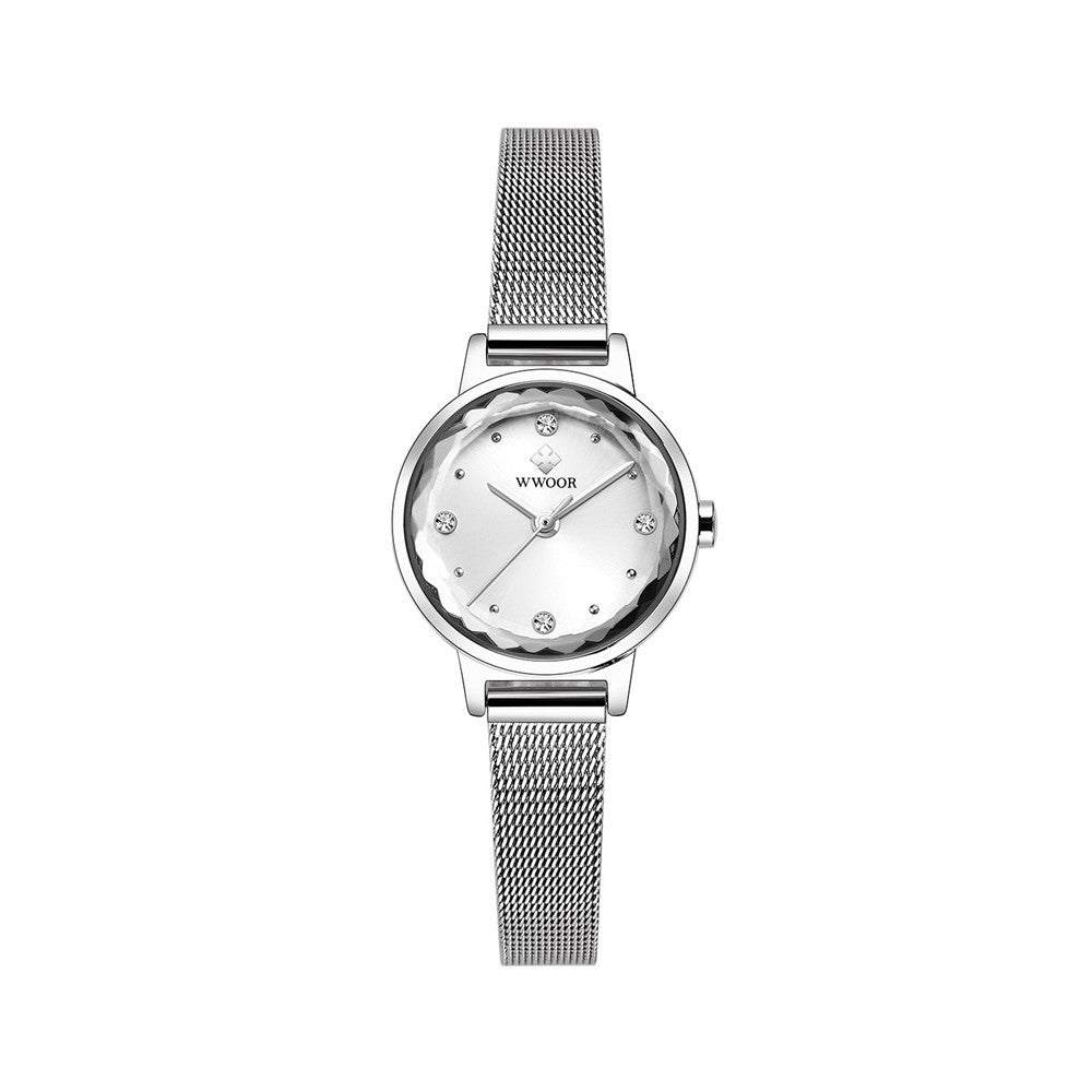 Correa de malla de reloj de cuarzo simple de moda para mujer