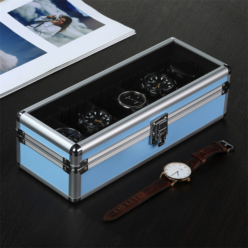 Multi Color Transparent Upper Cover Aluminum Alloy Watch Storage Box