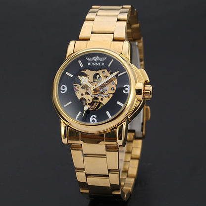 Simple Scale Casual Mechanical Steel Strap Watch