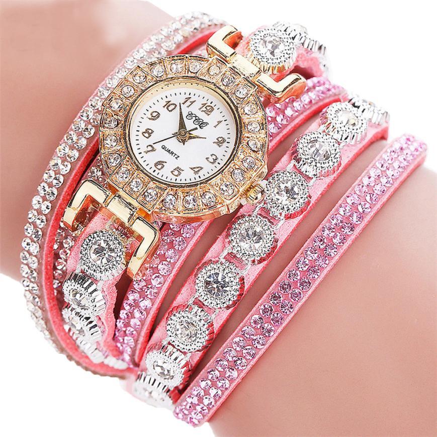 Reloj masculino de cuarzo para mujer, reloj de pulsera de piel sintética con diamantes de imitación para mujer