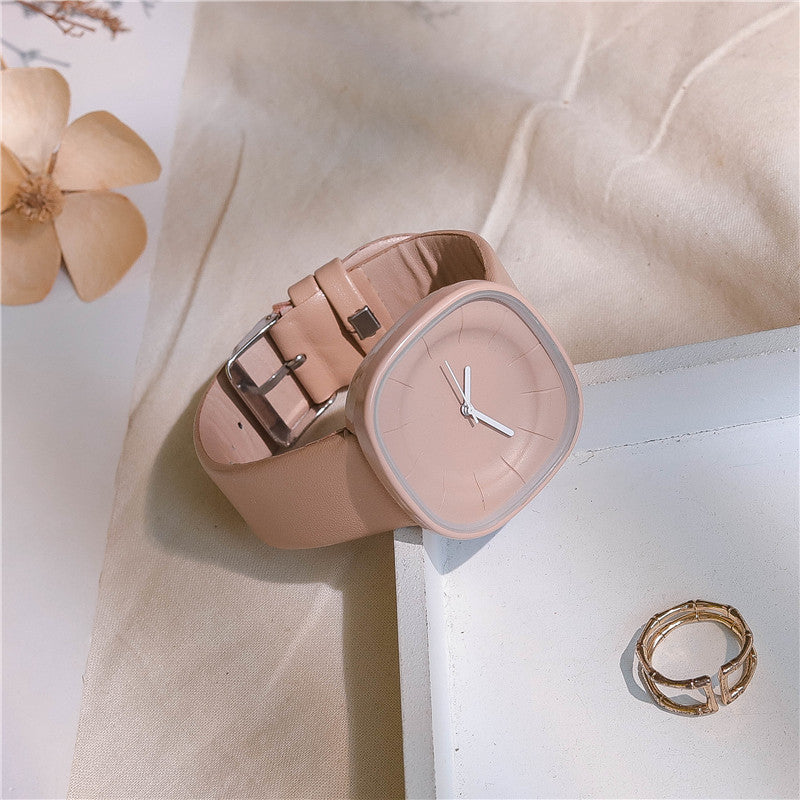 Reloj cuadrado minimalista japonés con diseño de leche y azúcar para mujer