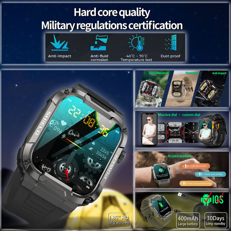 Reloj inteligente MK66 con pantalla táctil completa, presión arterial, oxígeno en sangre