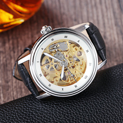 Women's Automatic Mechanical Skin With Transparent Hollowed Out Water Watch