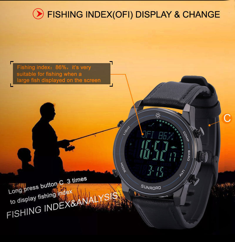 Reloj impermeable con termómetro de presión de pesca para hombre