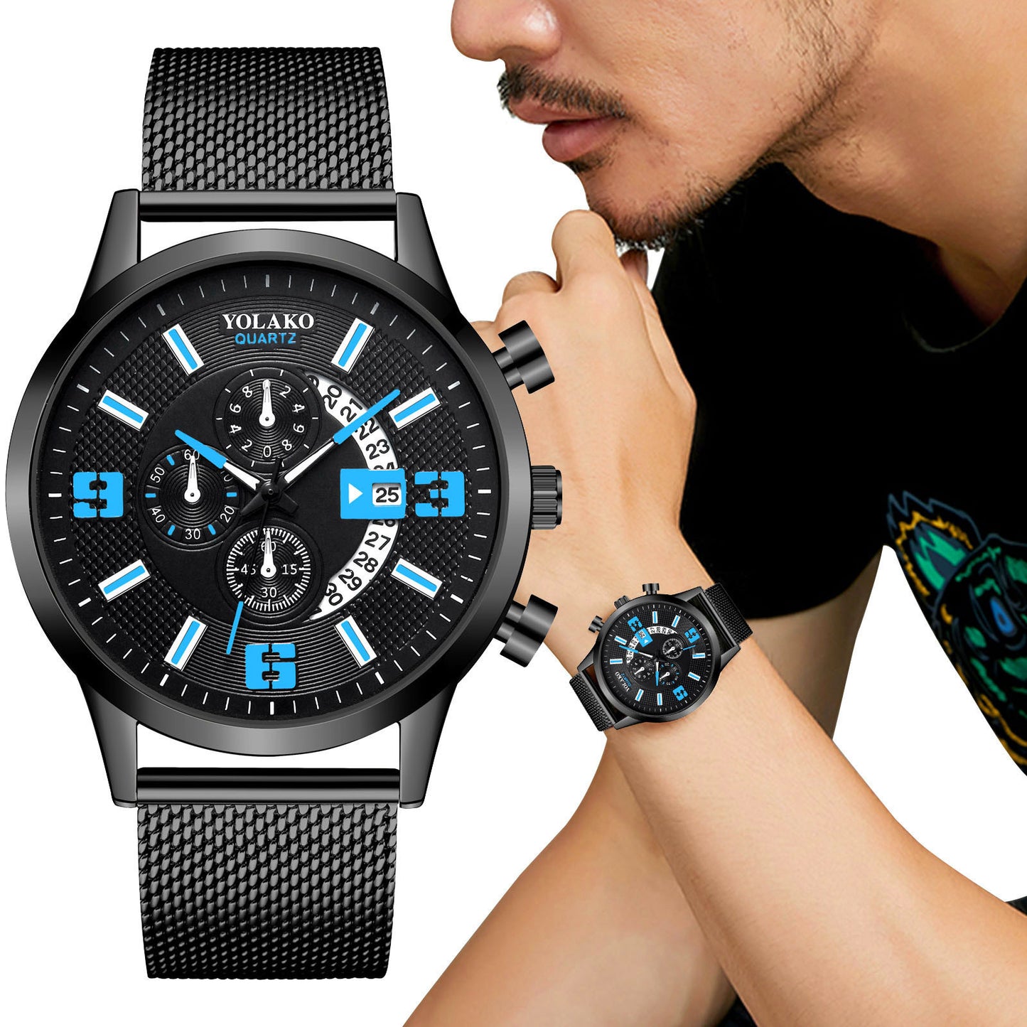 Reloj de moda para hombre con calendario digital grande