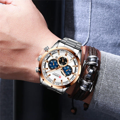 Quartz Six-hand Calendar Steel Band Business Men's Watch