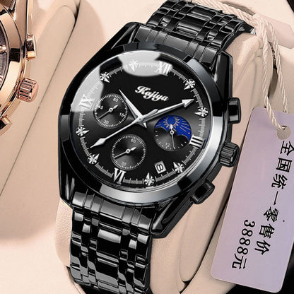 Reloj deportivo de cuarzo con correa de acero y cuero de moda coreana