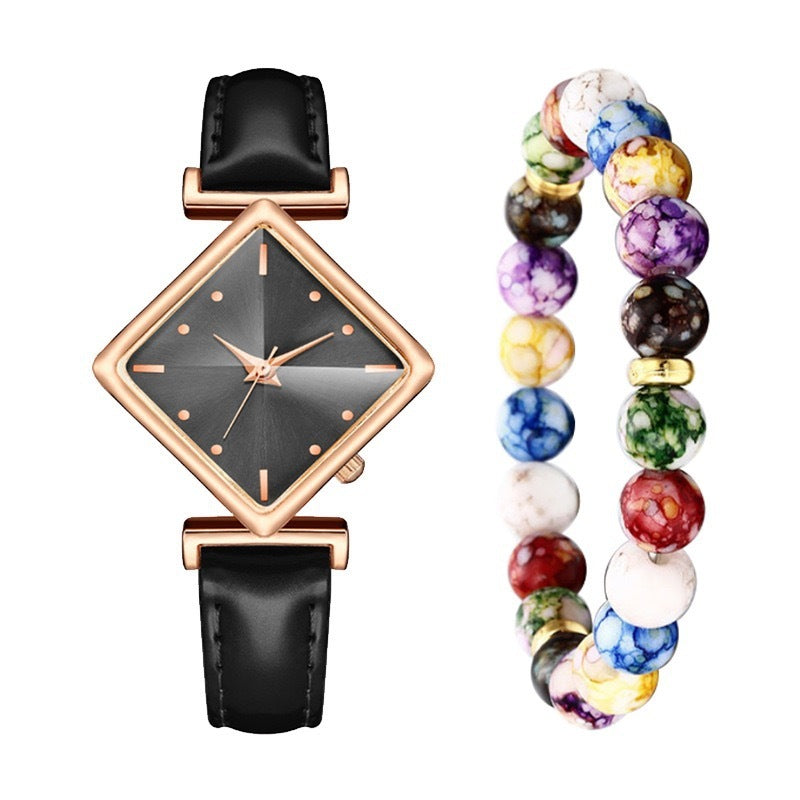 Elegante reloj de mujer con correa fina y esfera de diamantes