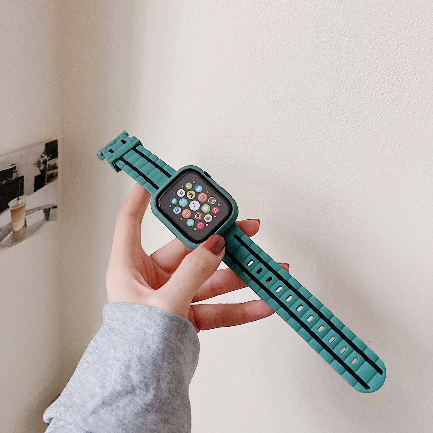 Correa de silicona para iwatch, juego de correas para Applewatch7SE8, funda protectora para reloj