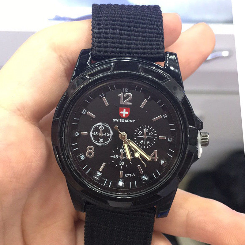 Reloj de pulsera de cuarzo con correa de nailon y esfera redonda para hombre, estilo militar, estilo deportivo, estilo militar, Gemius Army