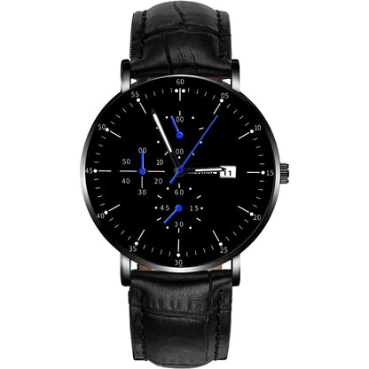 Reloj ultrafino de acero negro sencillo para hombre