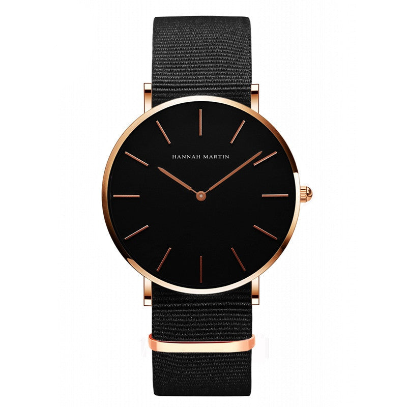 Movement men and women waterproof business casual black belt watch wish ultra-thin quartz watch