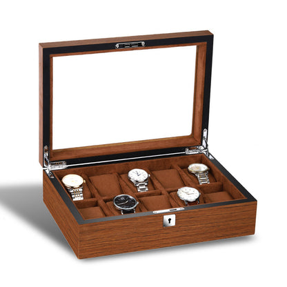 Matte wood grain lock watch storage box