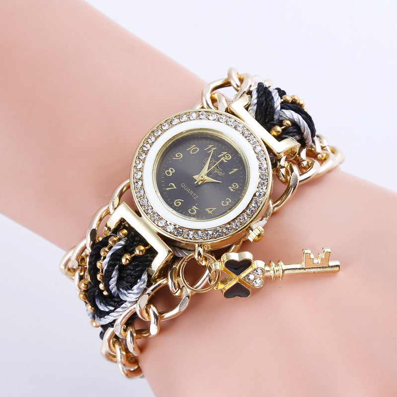 Reloj de pulsera de PU para mujer con cuerda trenzada Reloj para mujer