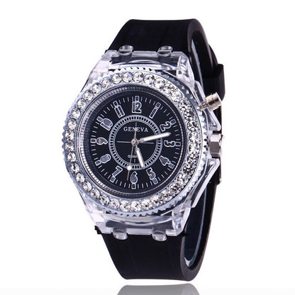 Relojes luminosos LED Geneva para mujer, relojes de cuarzo para mujer, relojes de pulsera de silicona para mujer