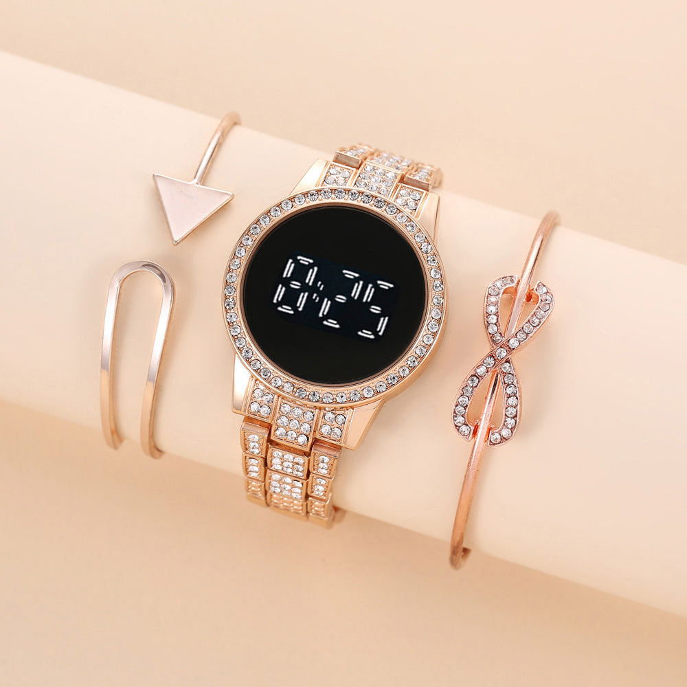 Reloj electrónico con pantalla táctil LED y diamantes y estrellas