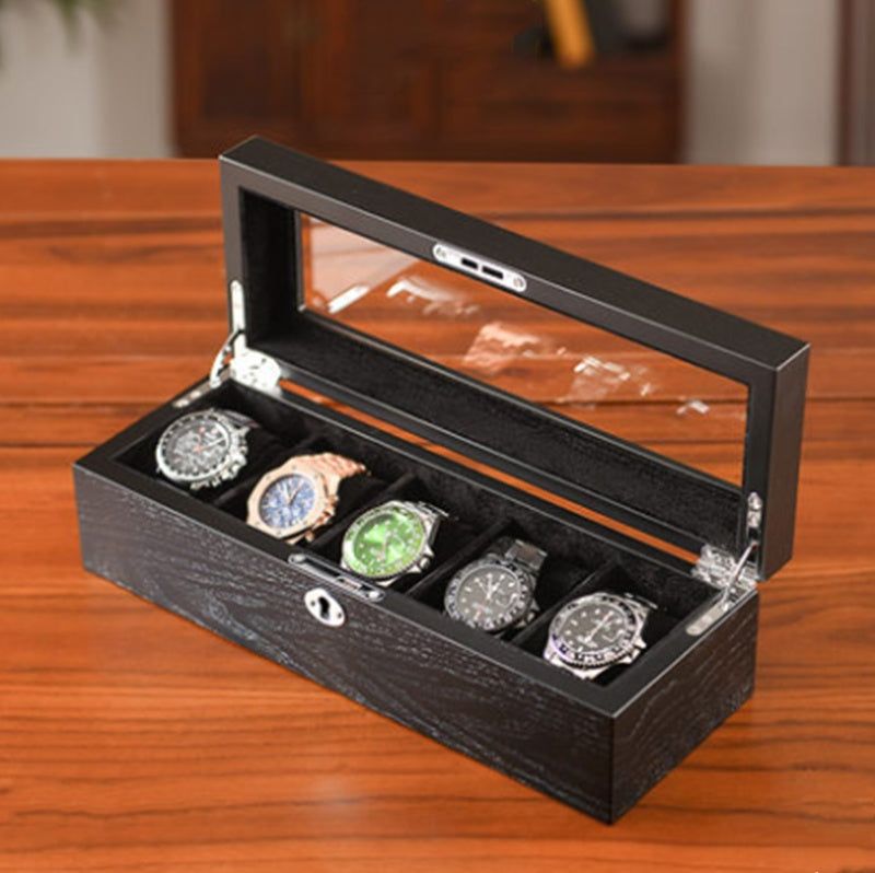 Large Capacity Wooden Lock Watch Storage Box