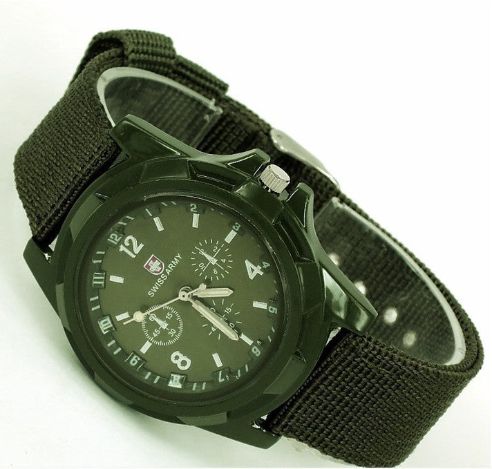 Reloj de pulsera de cuarzo con correa de nailon y esfera redonda para hombre, estilo militar, estilo deportivo, estilo militar, Gemius Army