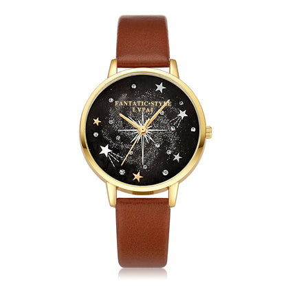 Conjunto combinado de pulsera y reloj para mujer con diseño de cielo estrellado