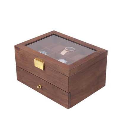 Retro solid wood double watch jewelry storage box