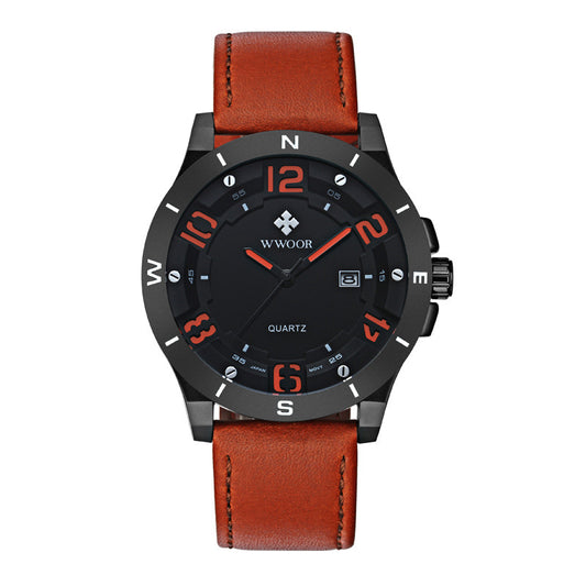 Matte Black Case Calendar Waterproof Quartz Watch