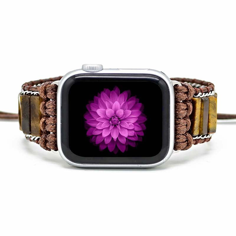 Pulsera con correa de reloj Heroism de moda para hombre con cadena de piedra de ojo de tigre rectangular