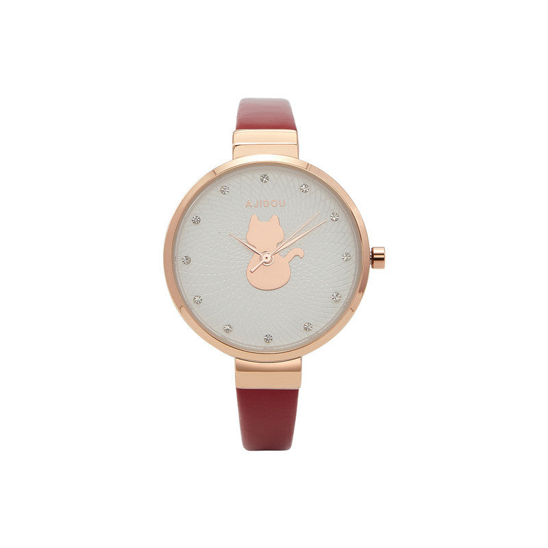 Reloj bonito con esfera de gato Simple, reloj de estudiante de dibujos animados para chica, reloj femenino de moda