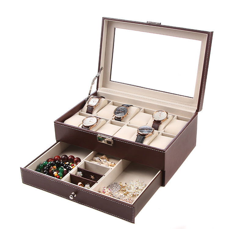 Double pu jewelry box watch storage box